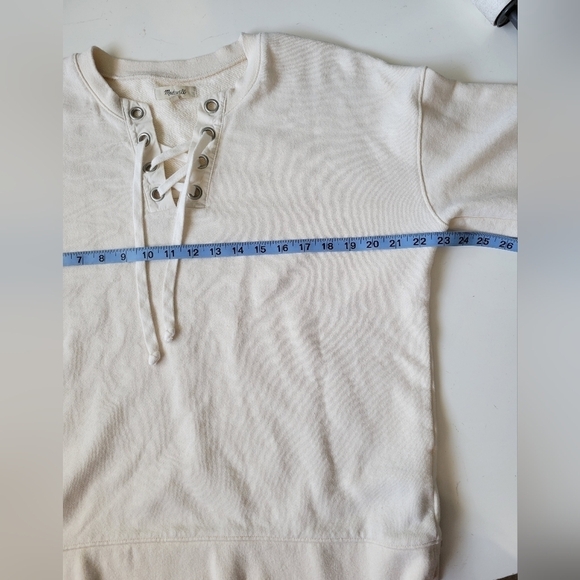 Madewell Cotton- Hemp Lace-up Sweatshirt in Antique Cream Size Medium - Picture 10 of 10
